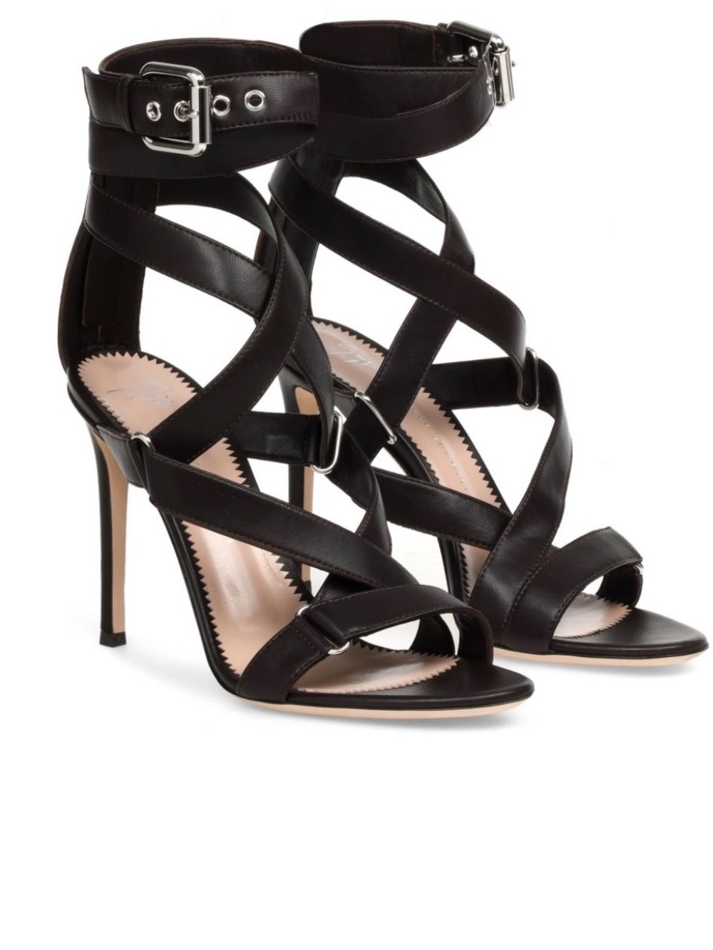 Giuseppe Zanotti Black Leather Crisscross Ankle-Strap Stiletto Sandals